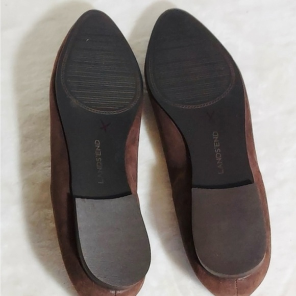 Lands End Chocolate Suede Stitched Flats - Picture 7 of 9
